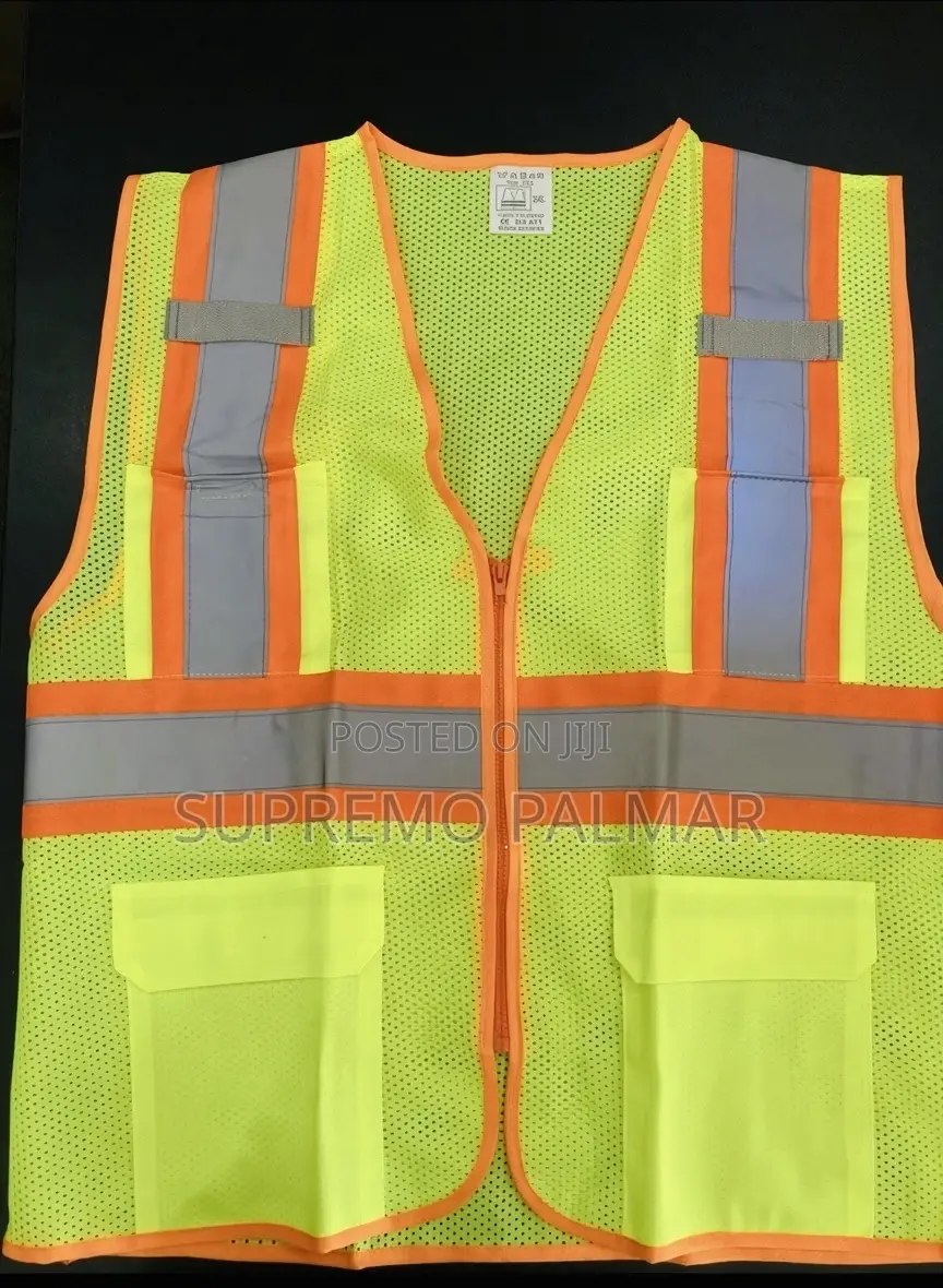 Hi-Vis Lime Mesh Vest - Reflective Workwear With Zipper & 4 Pockets