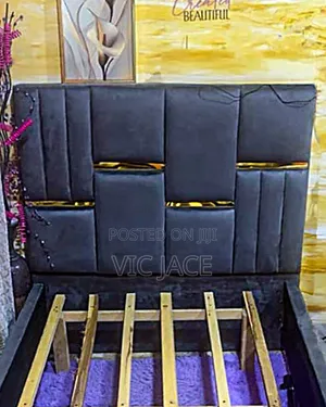 1 and Half - Grey Bed Frame With Gold Decorations?