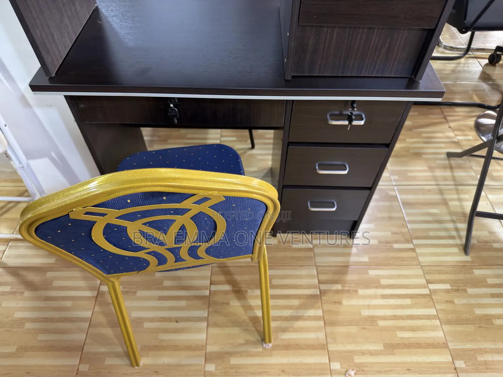 Study Table With Lockable Drawers and a Chair