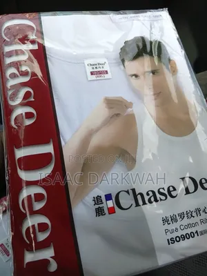 Chase Deer Singlet. 100 % Cotton. We Are at Afienya - Mataheko, Tema.