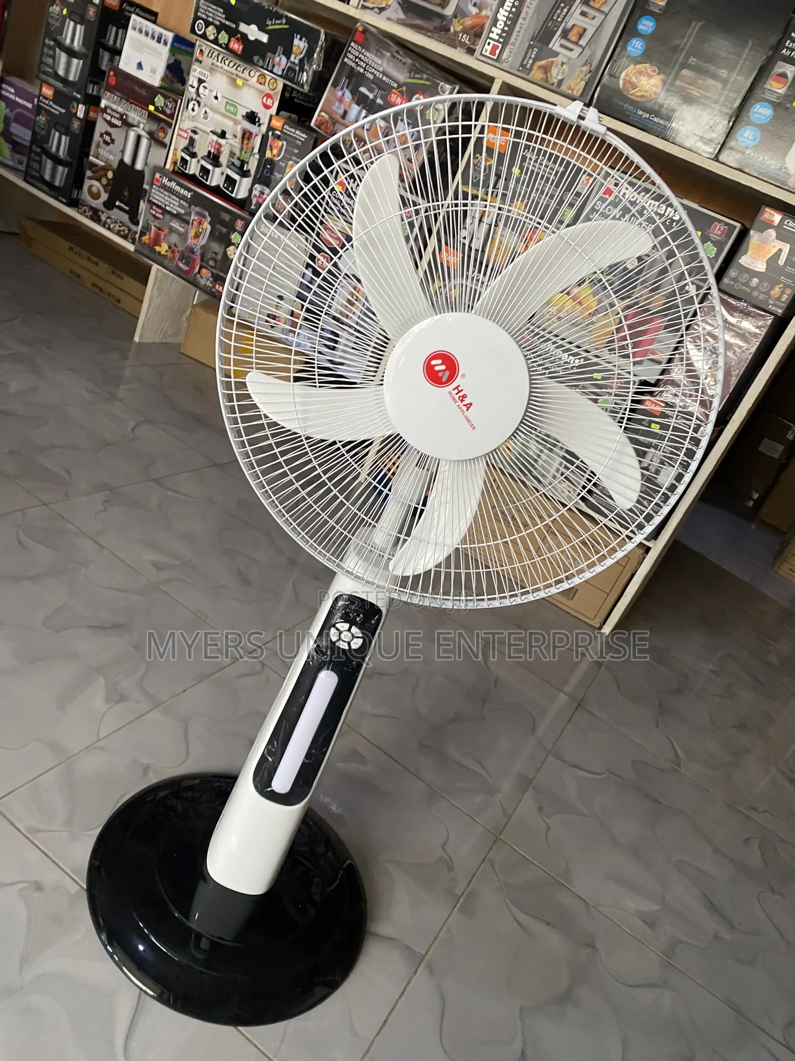 18" Rechargeable Standing Fan With LED Light + Remote