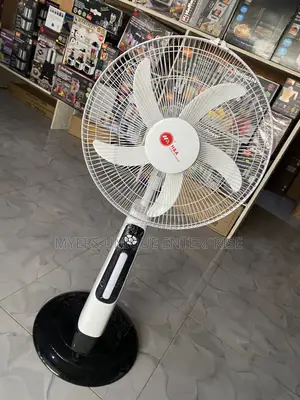 18" Rechargeable Standing Fan With LED Light + Remote