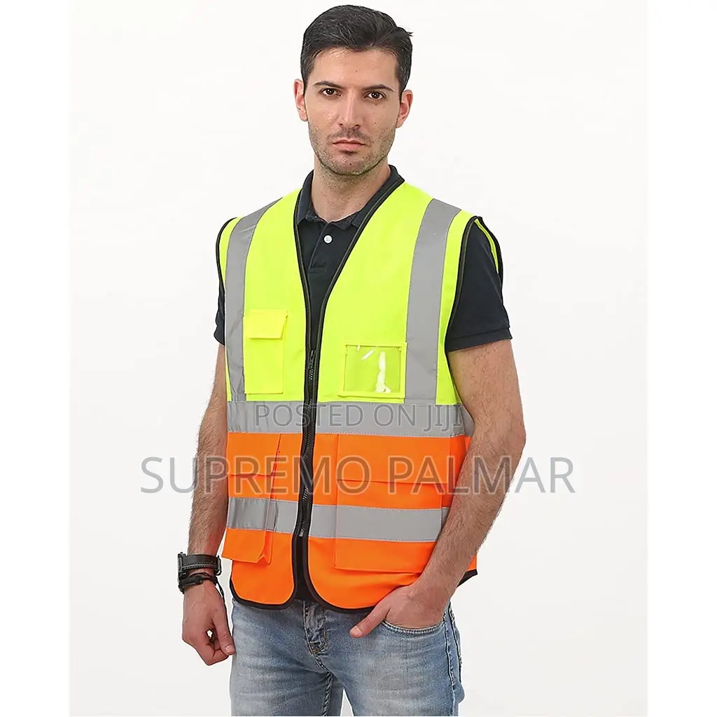 Hi-Vis Reflective Vest- Yellow & Orange Workwear With Multiple Pockets