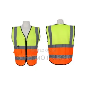 Hi-Vis Reflective Vest- Yellow & Orange Workwear With Multiple Pockets