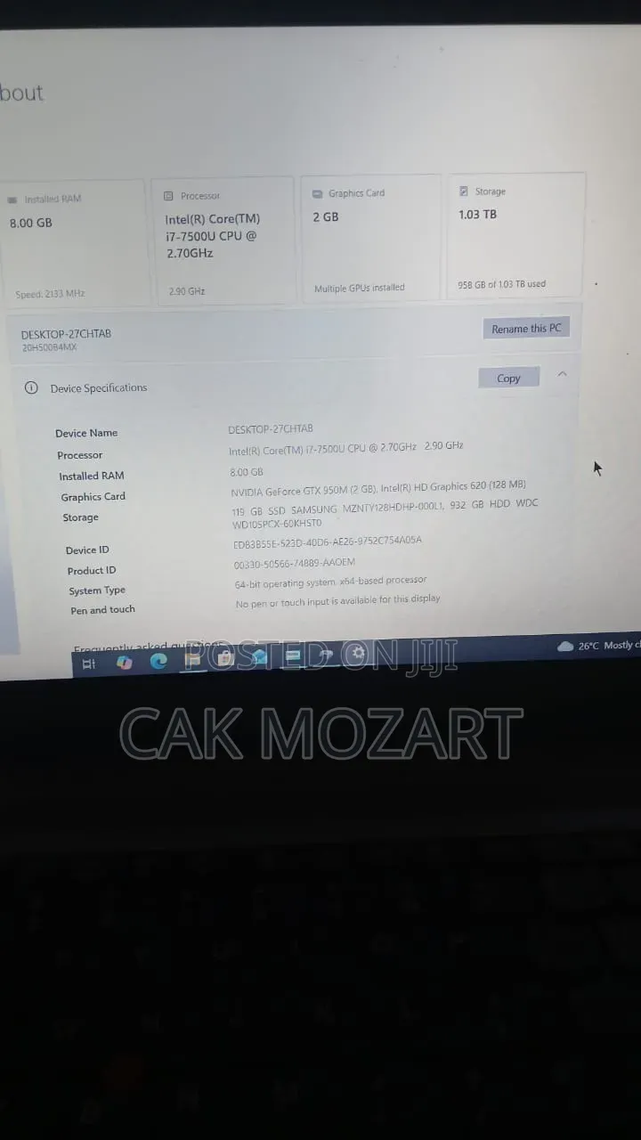 Laptop Lenovo ThinkPad E570 8GB Intel Core i7 SSD 128GB