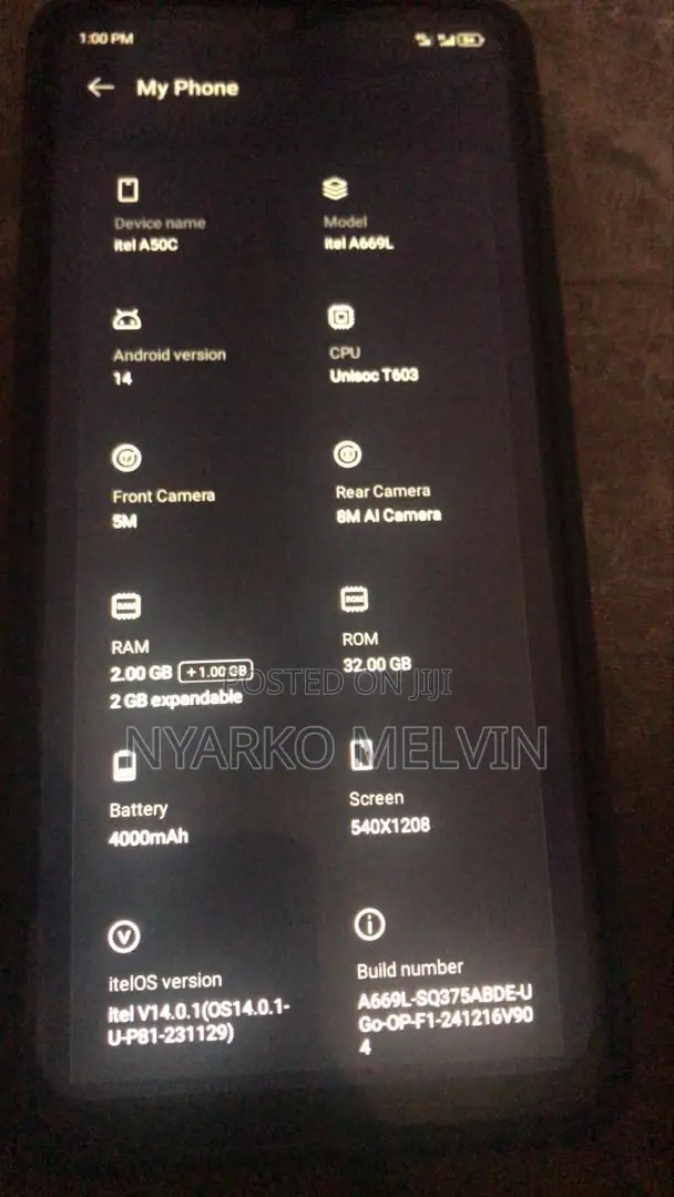 Itel A50C 32 GB Black