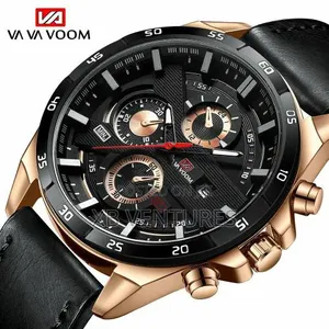 Vava Voom Men's Chronograph Watch - Black Leather Strap in Box