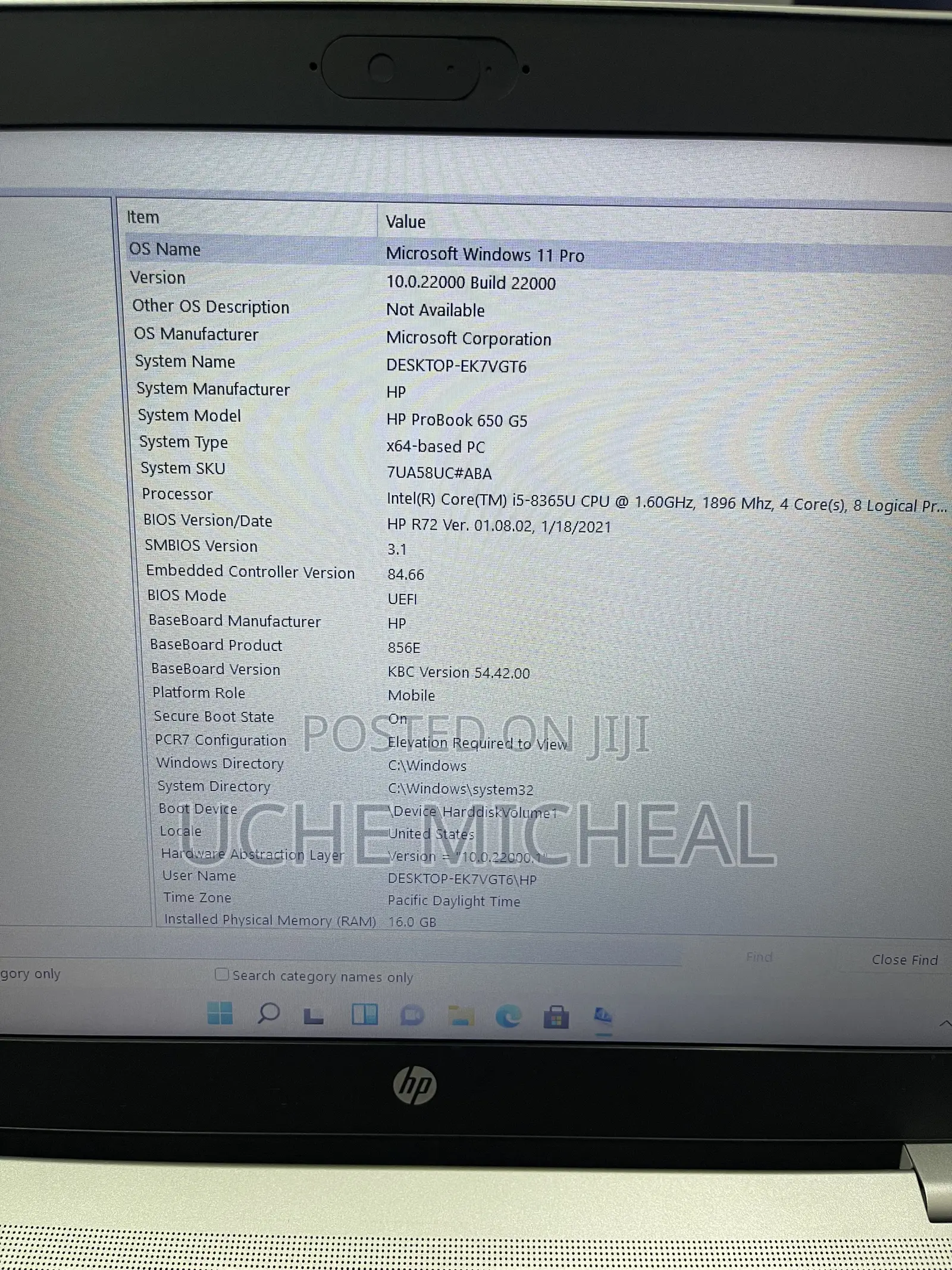 Laptop HP ProBook 650 G5 16GB Intel Core i5 SSD 256GB