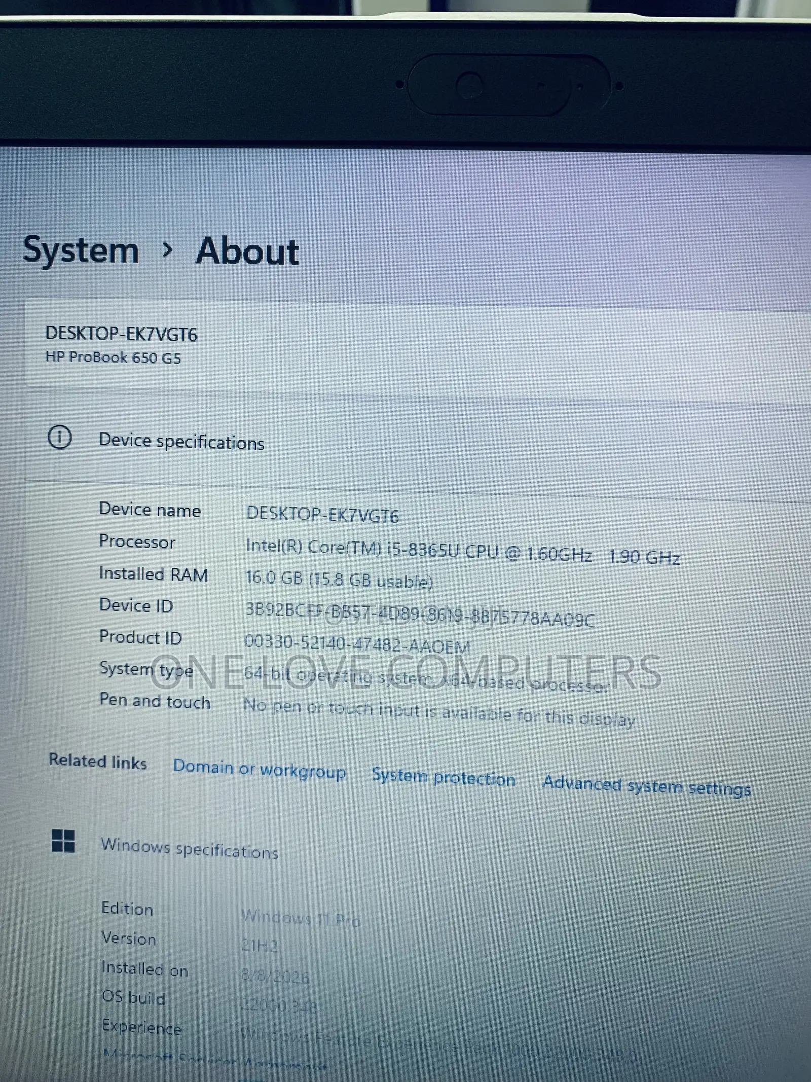 Laptop HP ProBook 650 G5 16GB Intel Core i5 SSD 256GB