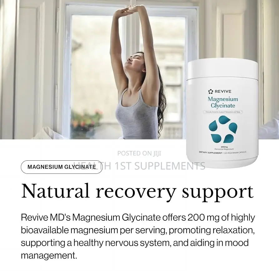 Revive, Magnesium Glycinate 200mg, (100mg Per Capsule) 120 Veg Caps