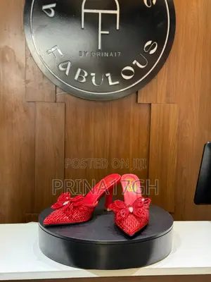 Red Crystal-Embellished Pointed-Toe Mule Heel