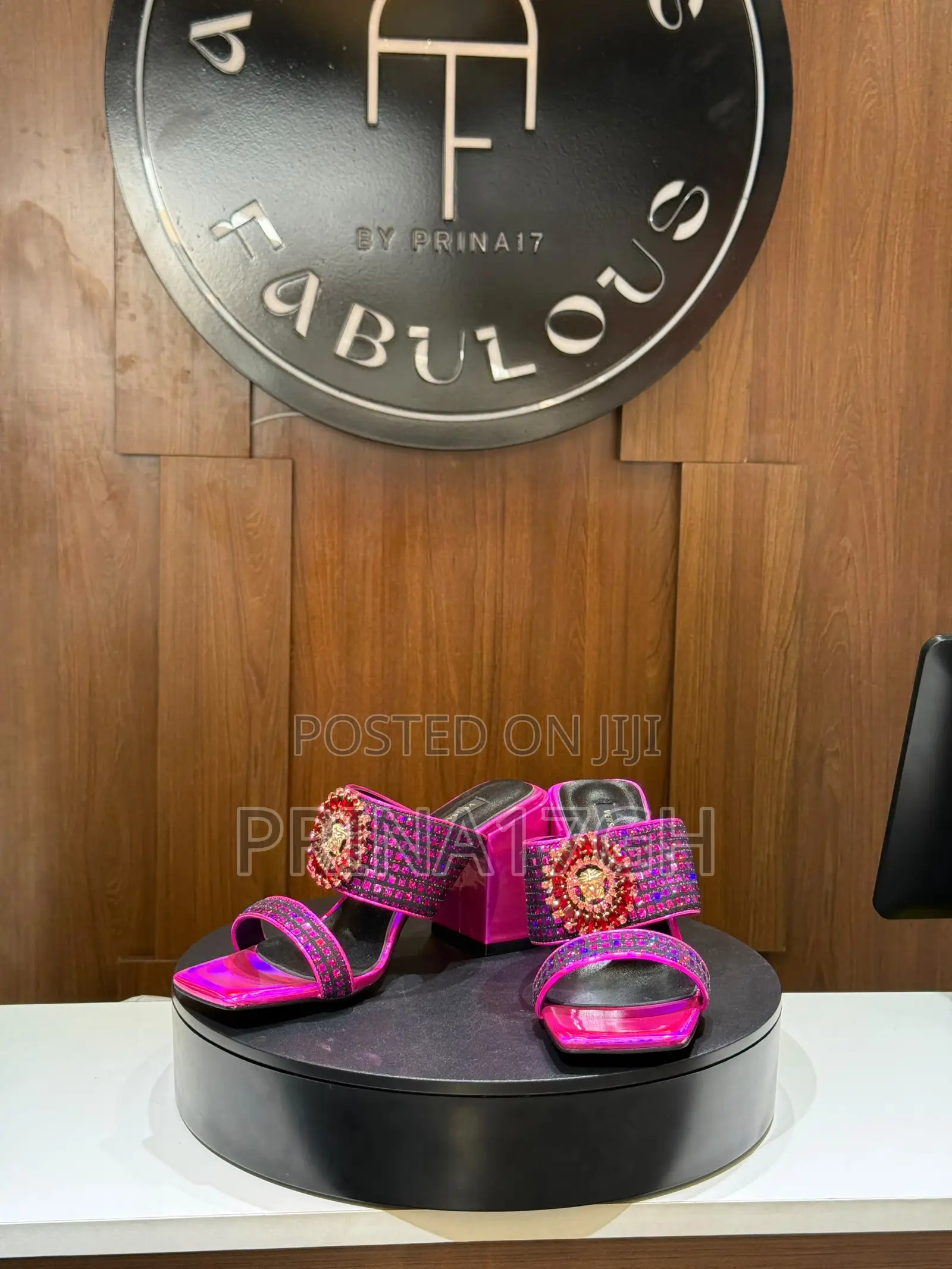Fuchsia Pink Block Heel Mules