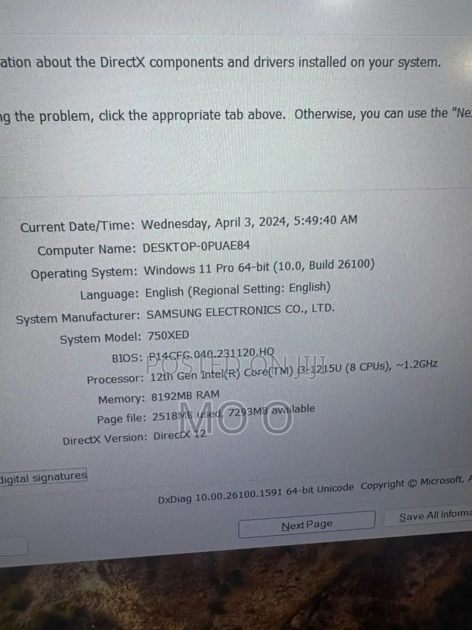 Laptop Samsung Galaxy Book4 8GB Intel Core i3 SSD 256GB