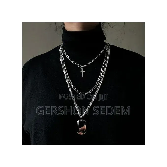 Multi-Layer Cross Pendant Necklace for Men