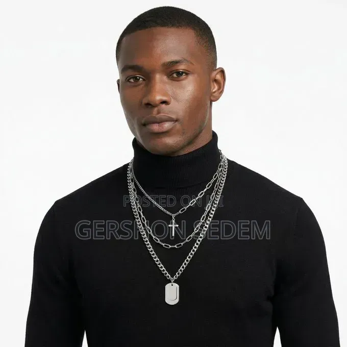 Multi-Layer Cross Pendant Necklace for Men