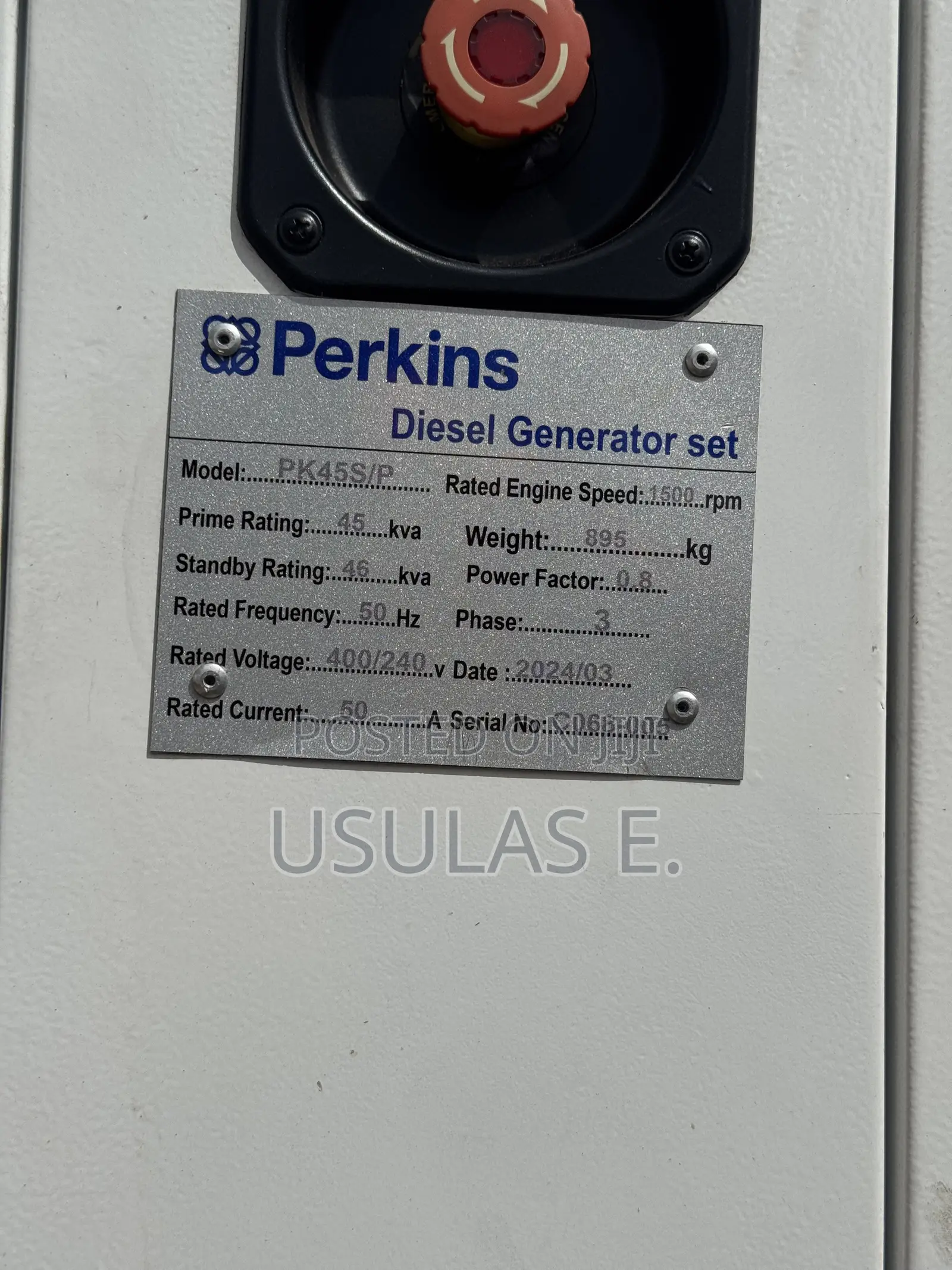 Perkins 45 kVA Diesel Generator Set