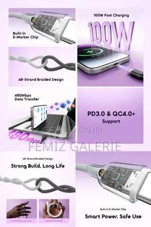 Oraimo BraidLine 100W Type-C Cable