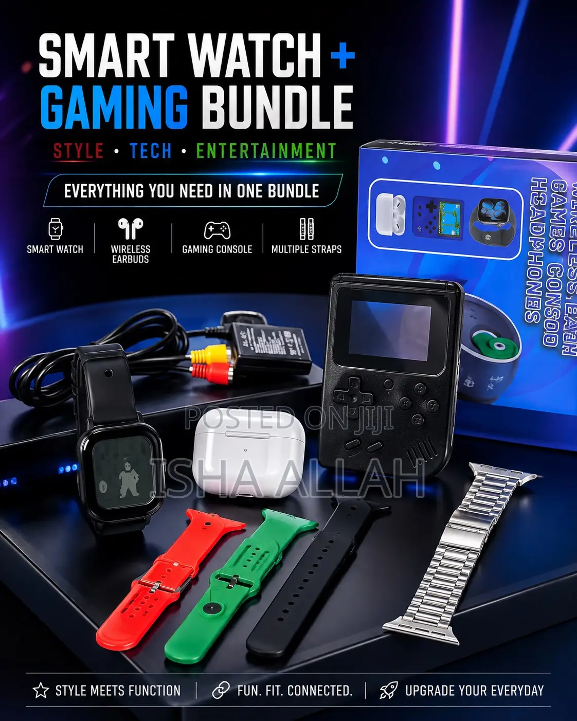 5-in-1 Power Gadget Box. Game,Watch,Headset,Airpod With Straps