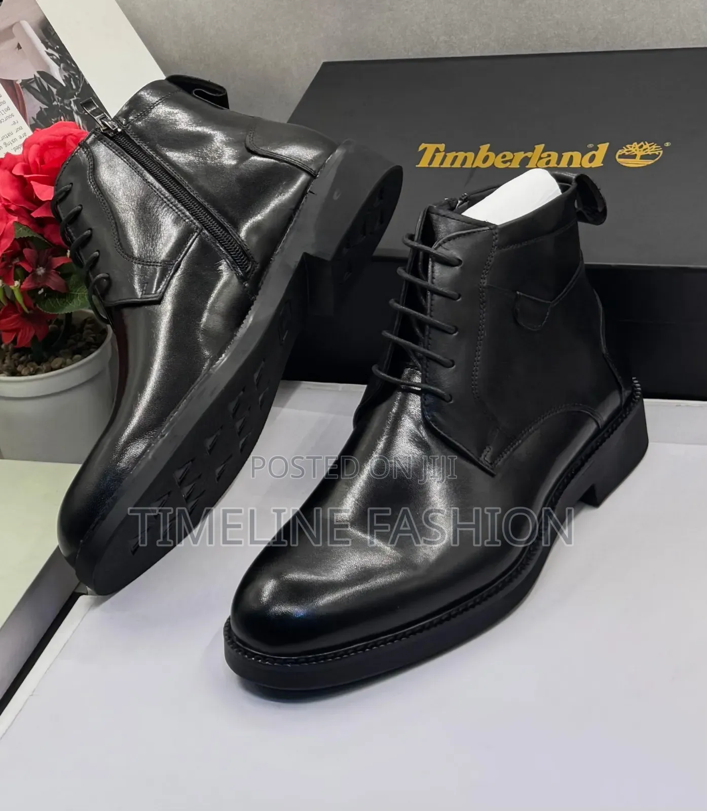 Black Leather Men's TIMBERLAND Ankle Lace Up Boots