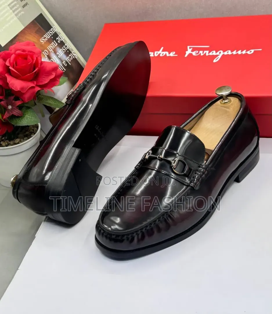 Salvatore Ferragamo Executive Men's Wine Leather Shoes