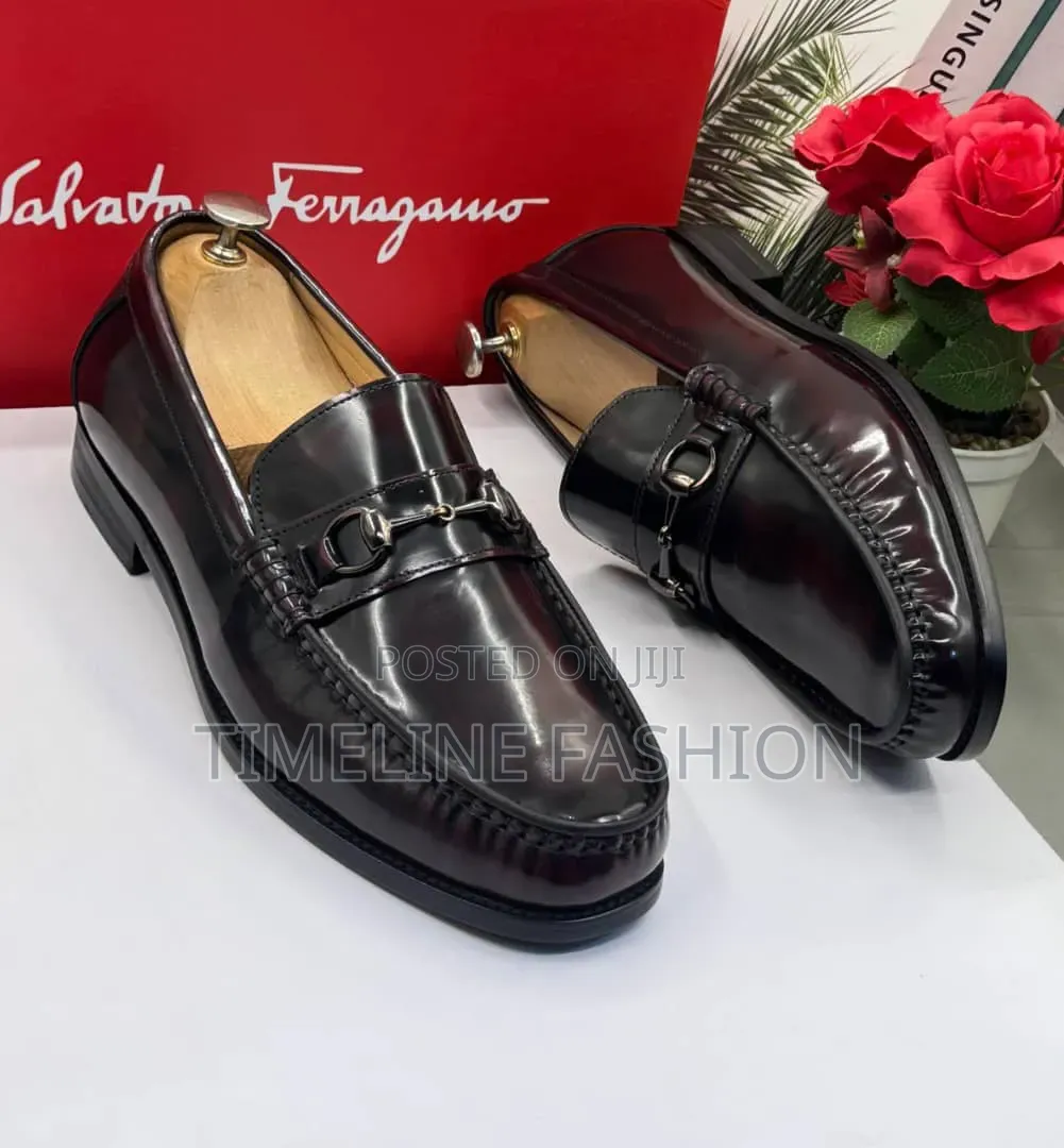 Salvatore Ferragamo Executive Men's Wine Leather Shoes