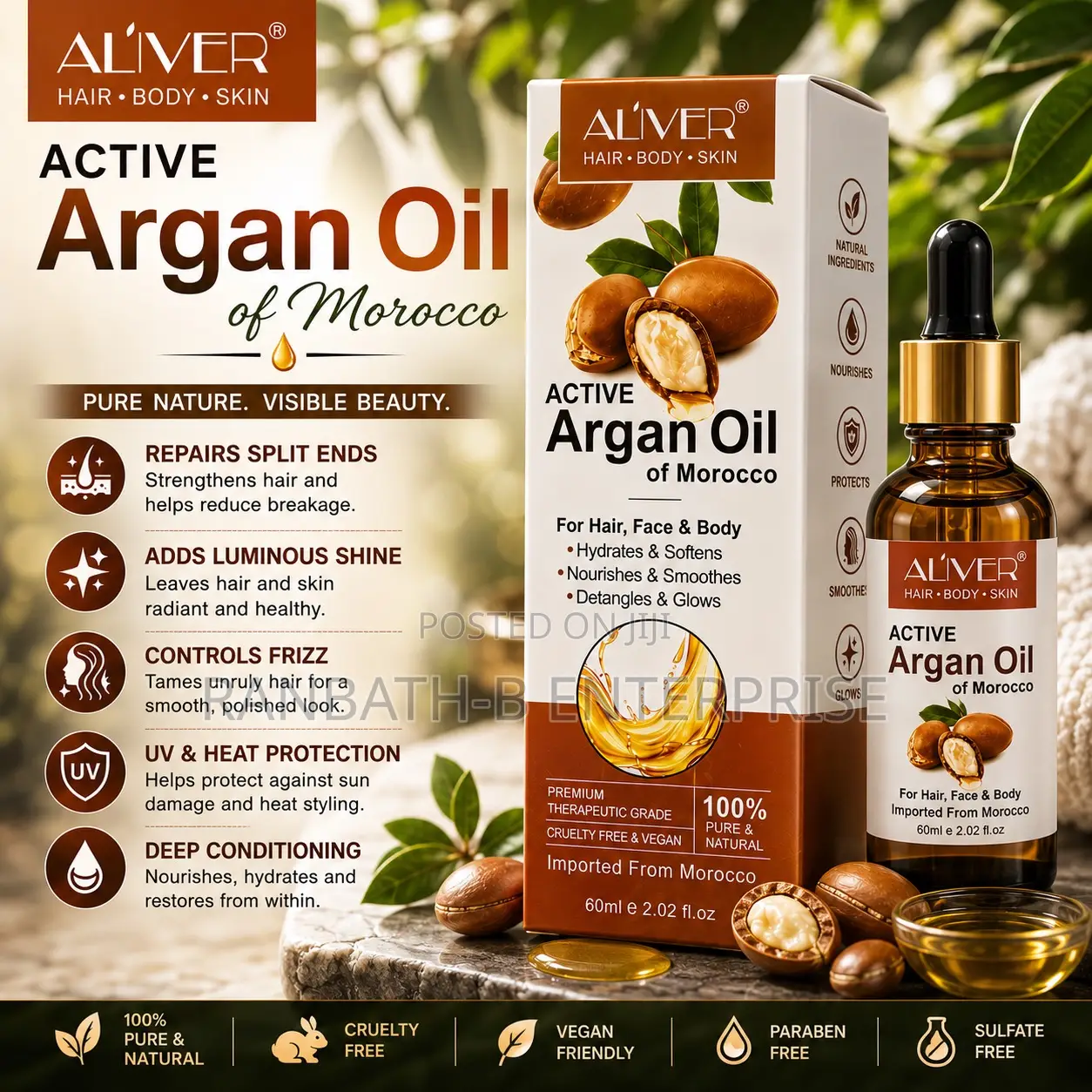 ALIVER Argan Oil – Nourishes, Smooths Protects