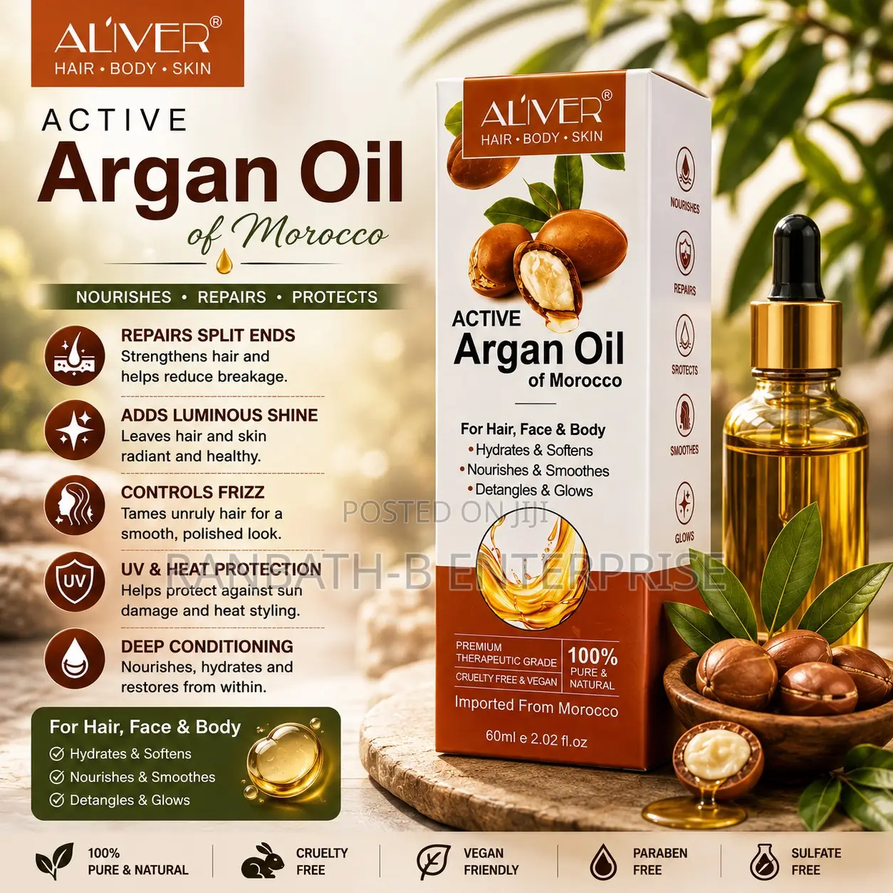 ALIVER Active Argan Oil – Hair, Face Body
