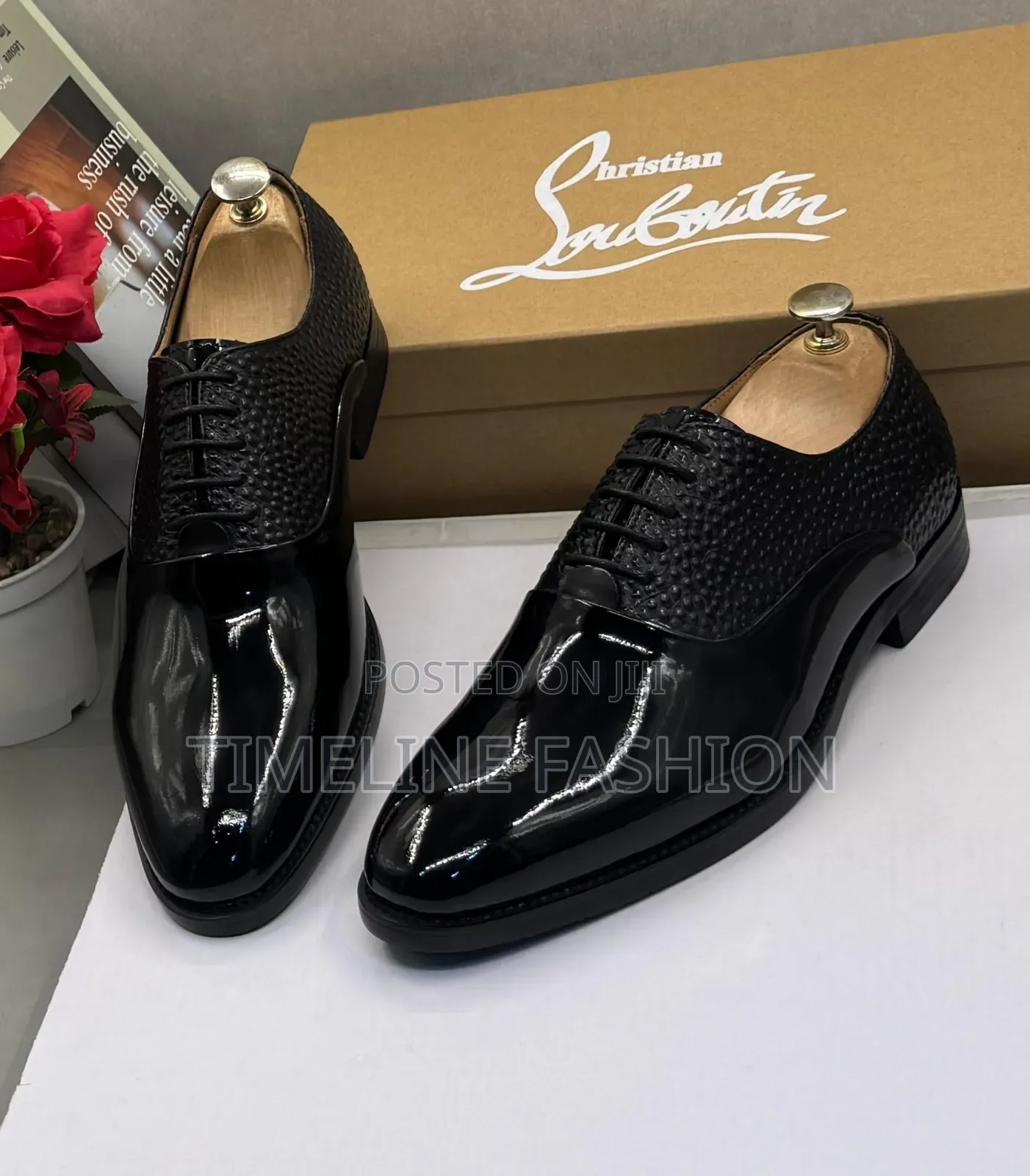 Christian Louboutin Luxury Men's Mirror Leather Lace Up Shoes