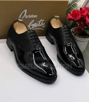 Christian Louboutin Luxury Men's Mirror Leather Lace Up Shoes