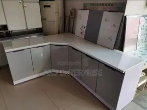 Kitchen Cabinet L Shaped With Marble Slab