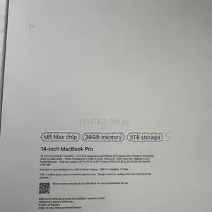 New Laptop Apple MacBook Pro 2026 M5 Max 36GB Apple M5 Max SSD 2T