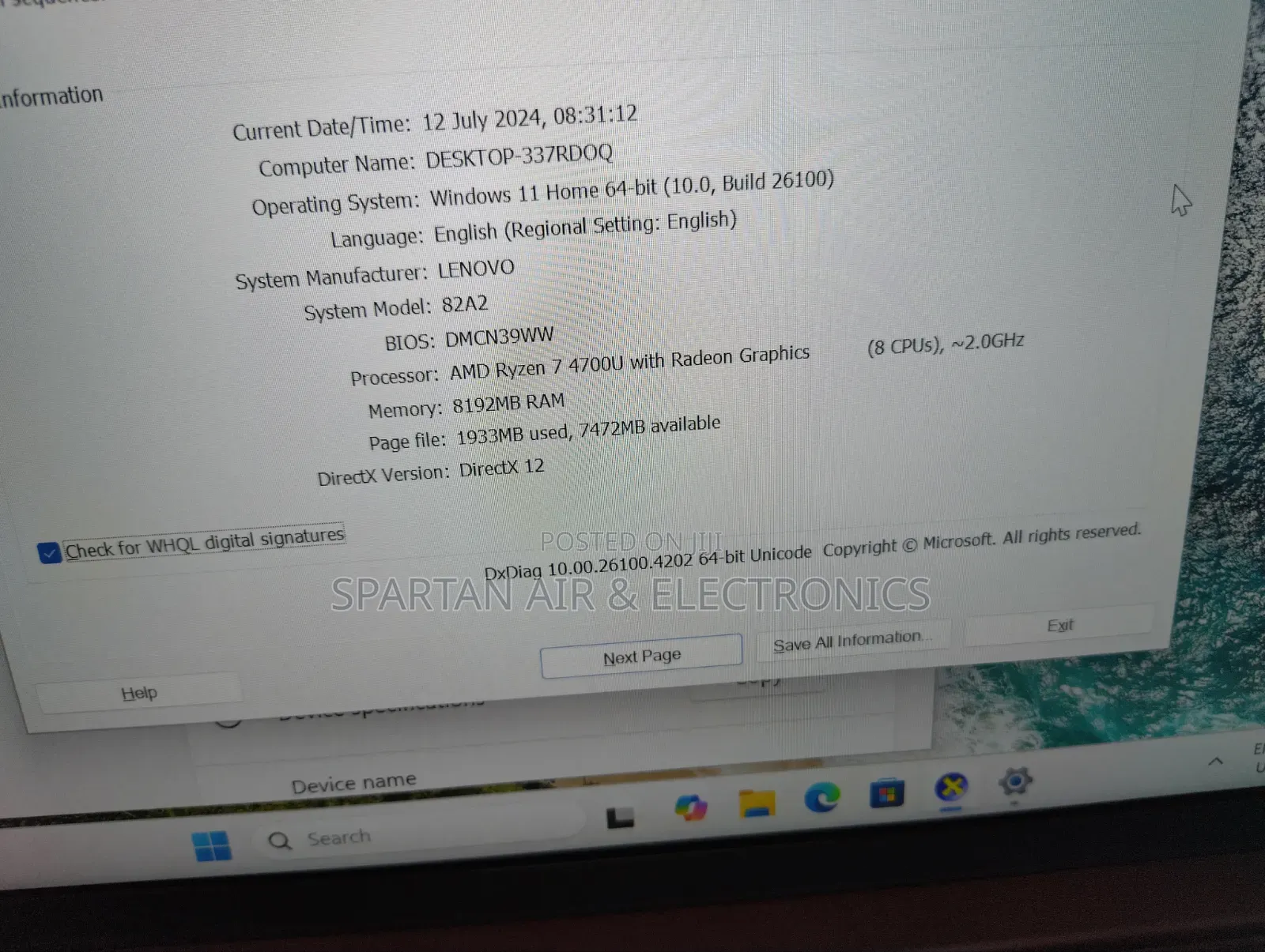 Laptop Lenovo 8GB AMD Ryzen 7 SSD 512GB