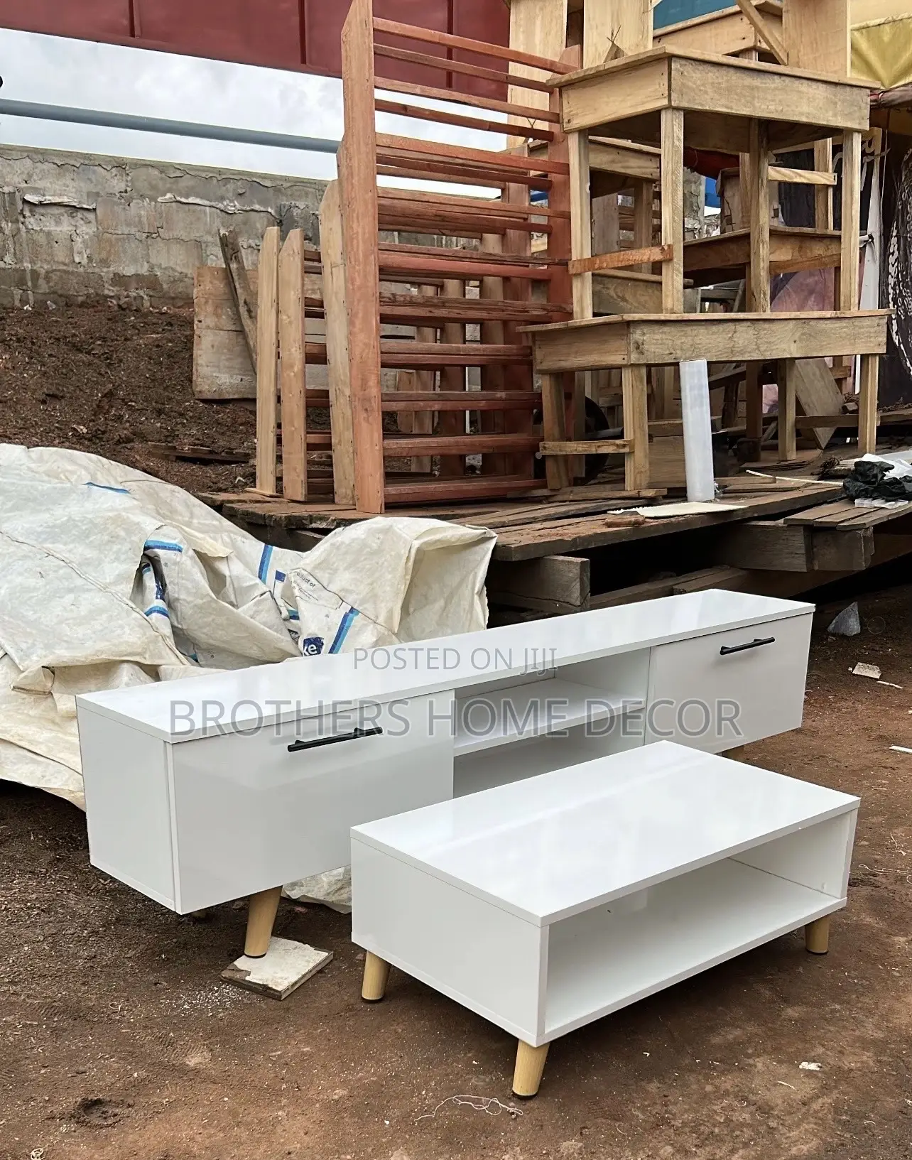 White TV Stand and Center Table