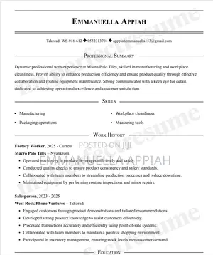 Manufacturing CV