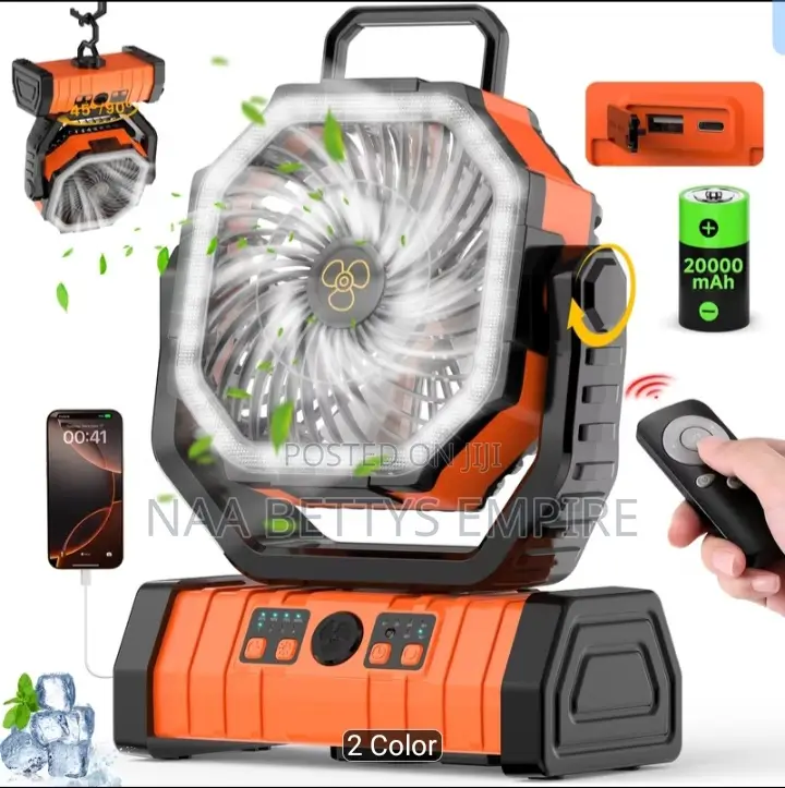 RechargeableFan With LED Light Remote Control USB Charging 20,000mAh