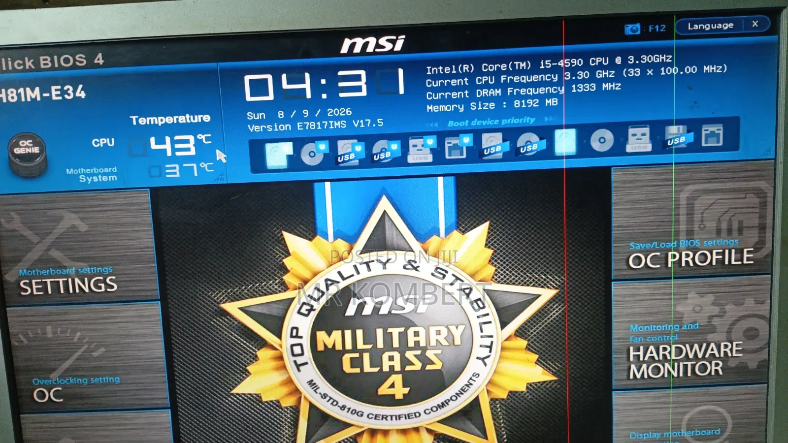 Desktop Computer MSI 8GB Intel Core i5 HDD 512GB