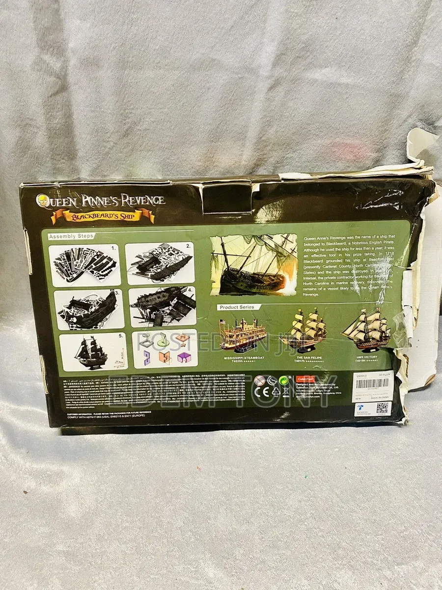 LED Queen Anne’s Revenge Blackbeards Pirate Ship Cubic 3D Puzzle
