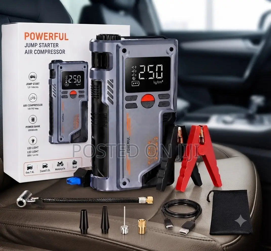 4 in 1 Car Jump Starter and Tire Pump Kit Complete Set