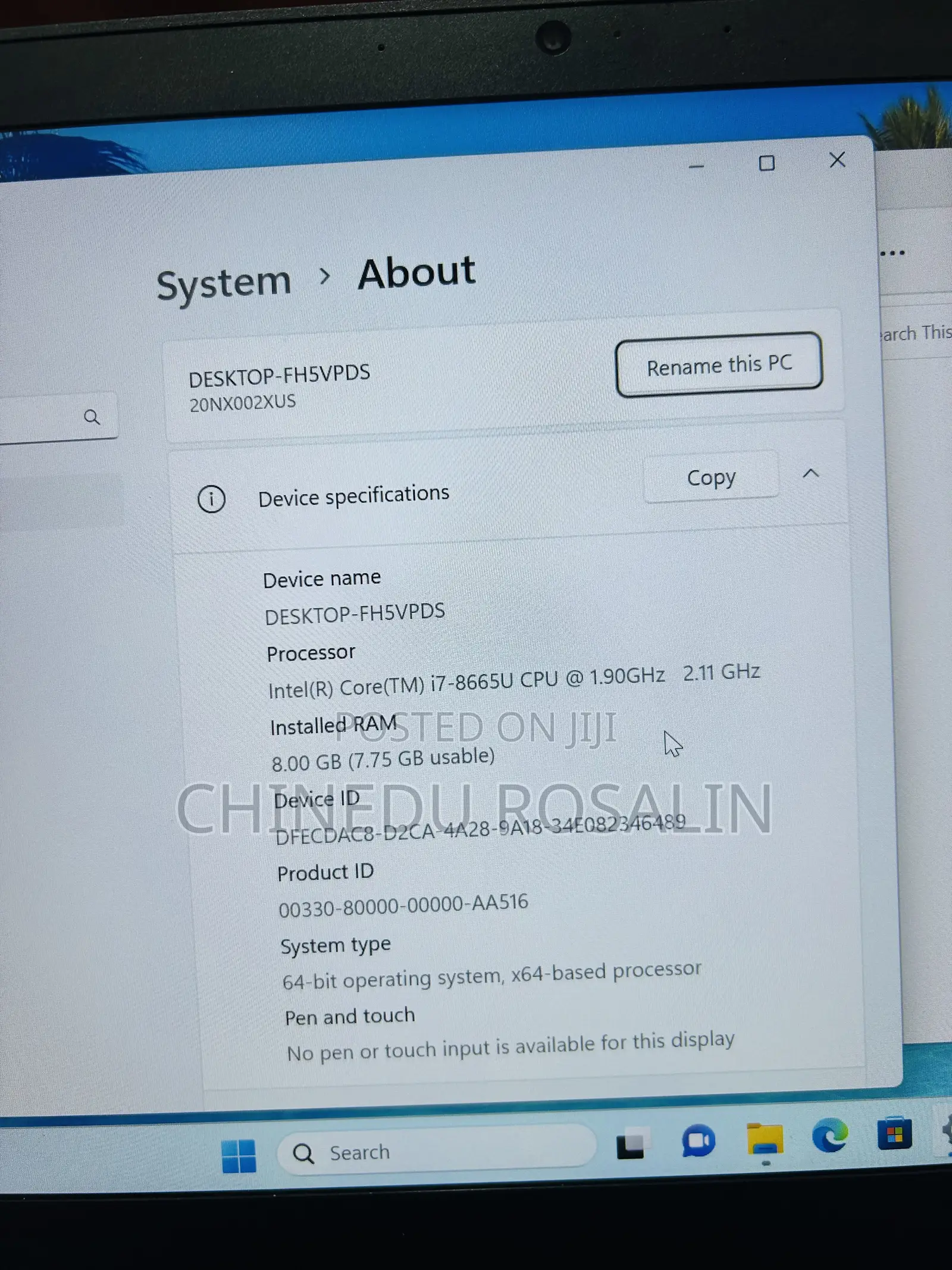 Laptop Lenovo ThinkPad T490s 8GB Intel Core i7 SSD 256GB