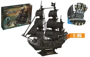 LED Queen Anne’s Revenge Blackbeards Pirate Ship Cubic 3D Puzzle