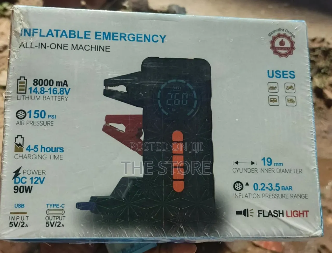 Jump Starter Tire Pump, All-in-One Machine, Inflatable Emergency