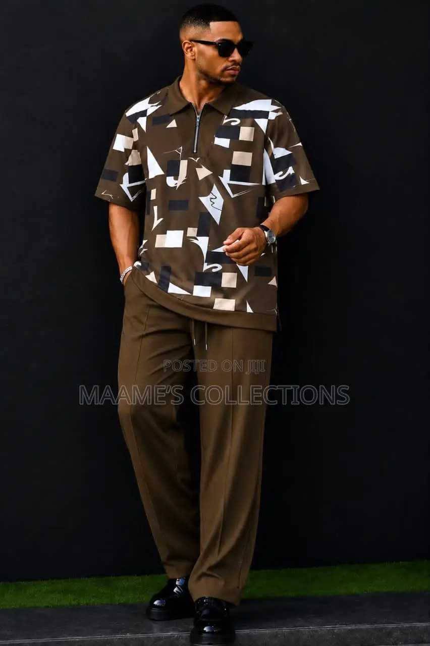 Men’s Stylish Long and Short Sleeve Top and Down 2-Piece Set