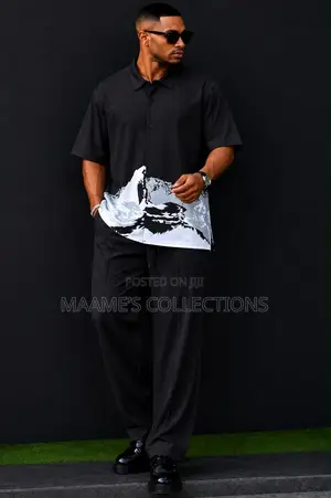 Men’s Stylish Long and Short Sleeve Top and Down 2-Piece Set