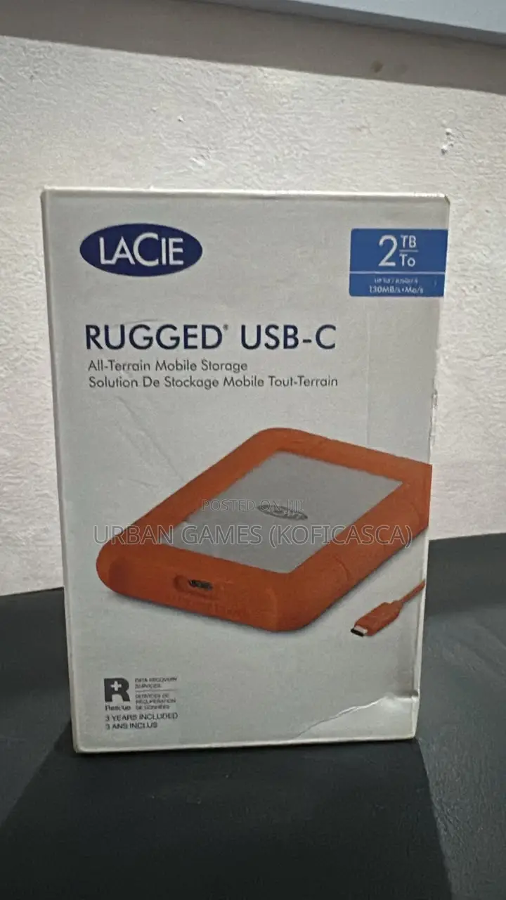 Brand New LaCie Rugged USB-C 2TB External Hard Drive