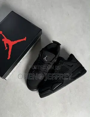 Original Air Jordan 4 Retro Nubuck Upper Black Cat