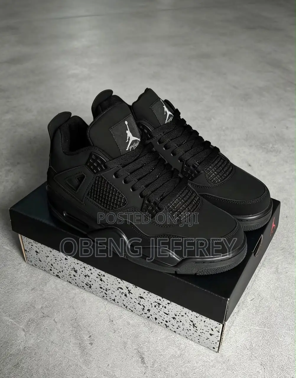 Original Air Jordan 4 Retro Nubuck Upper Black Cat