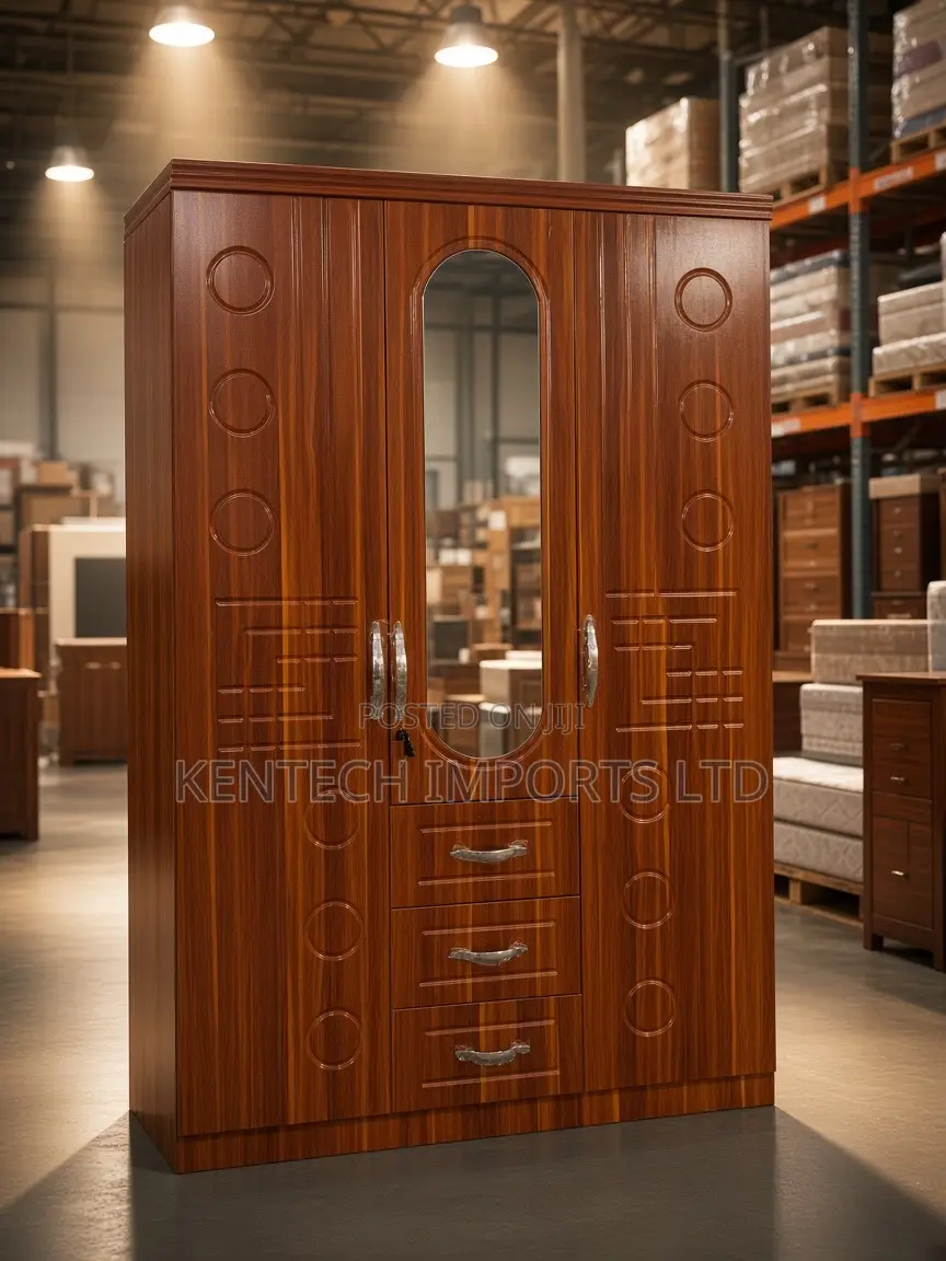 All-in-One Modern Wardrobe: Hanging Space, Mirror Drawer/ 3 Door