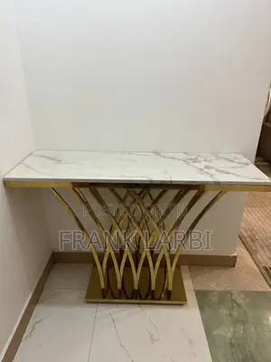 "Luxury Marble Console Table - White Gold"