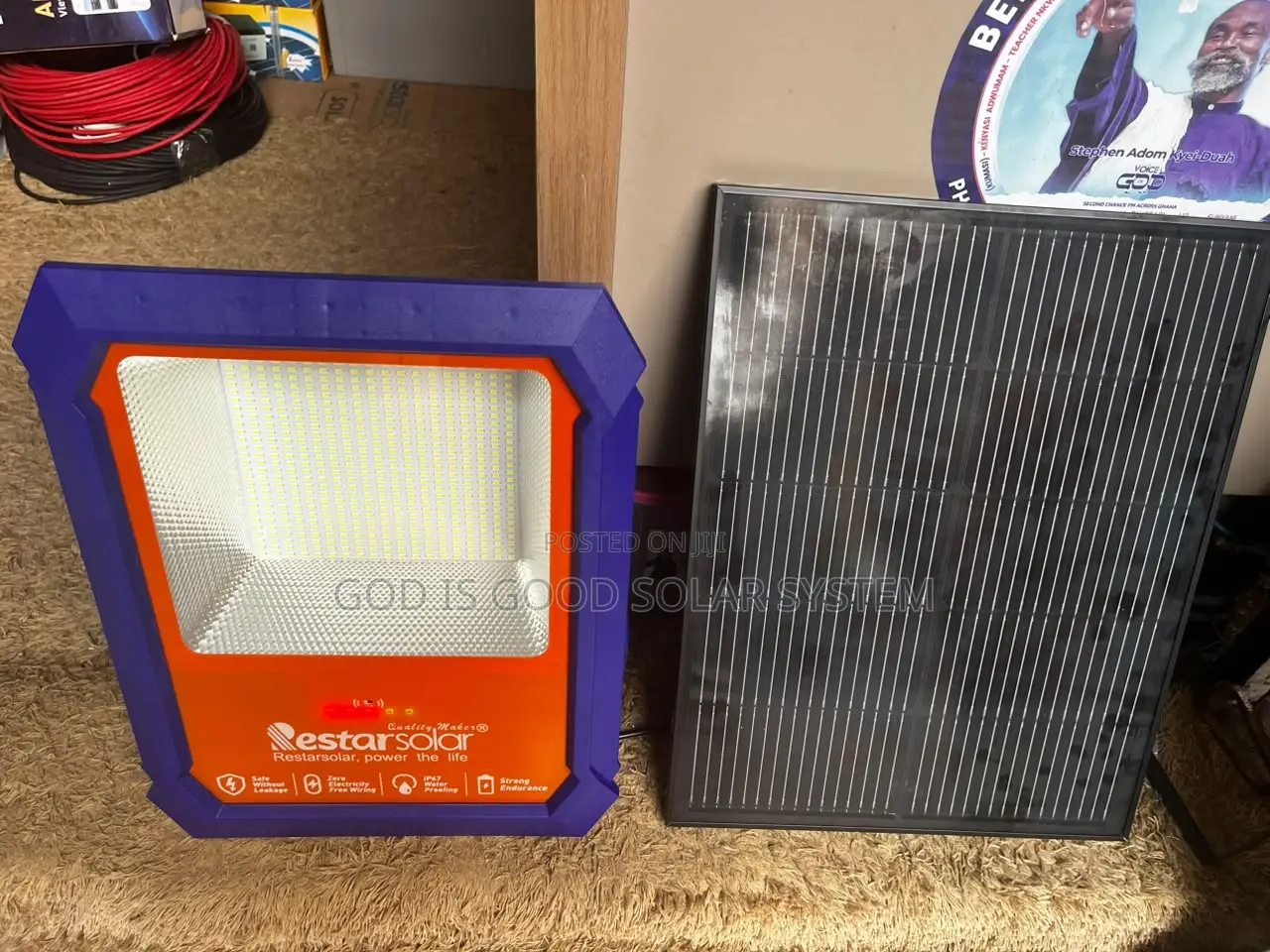 800w Solar Led Floodlight With Panel, Remote Control, Timer Functions