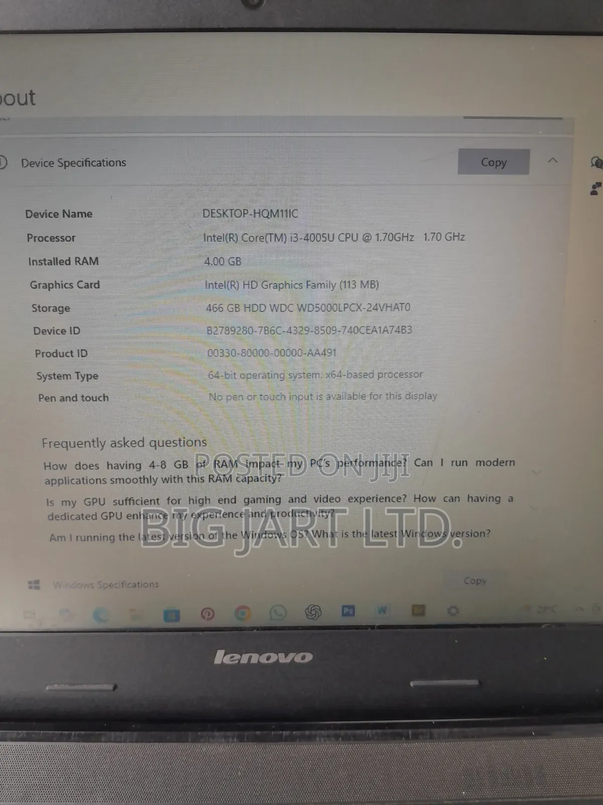 Laptop Lenovo 100e 4GB Intel Core i3 HDD 500GB